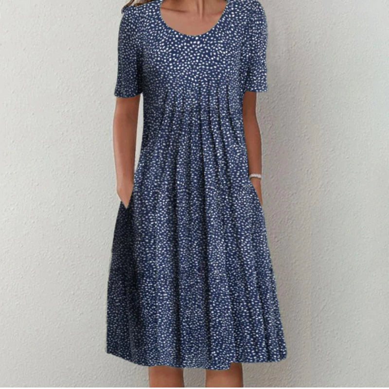 Anna™ | Stilfull og Casual Blomstrete Kjole med Lommer