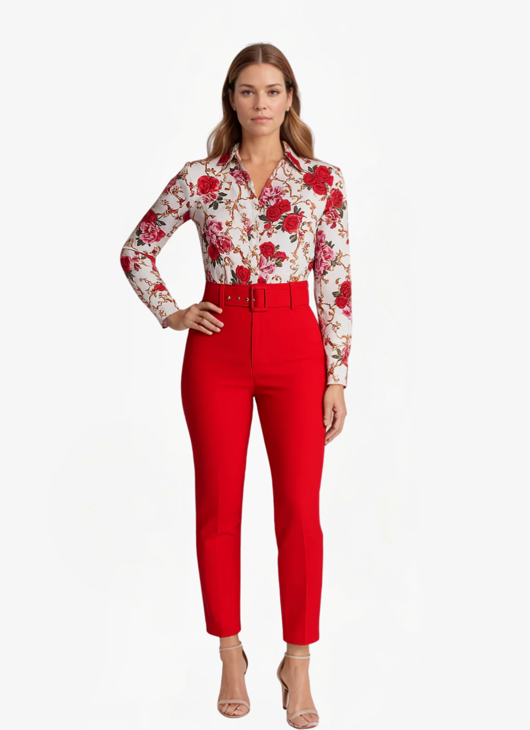 Lea Bergen™ | Blomstret Bluse & Høyt Liv Bukse