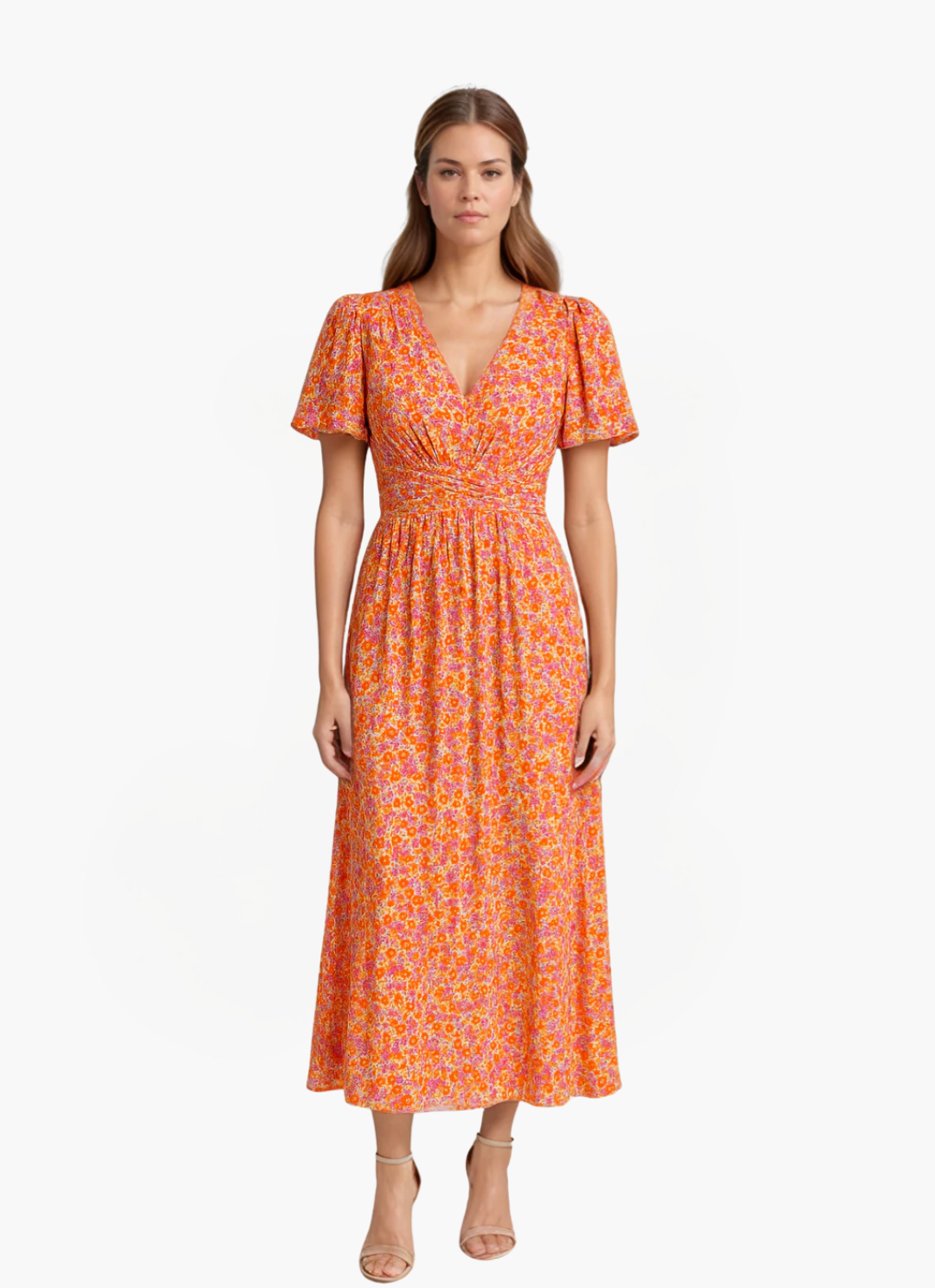 Lea Bergen™ | Maxikjole med blomster og svevende ermer