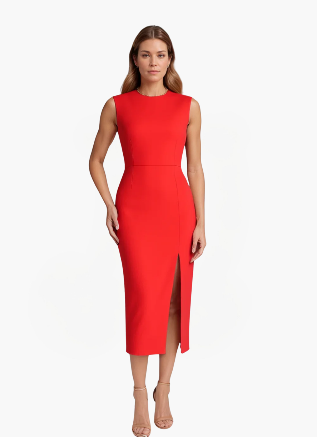 Lea Bergen™ | Elegant Ermeløs Midi Kjole