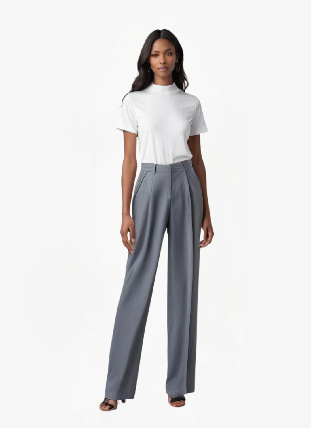 Lea Bergen™ | Elegant Grå Bredbukse