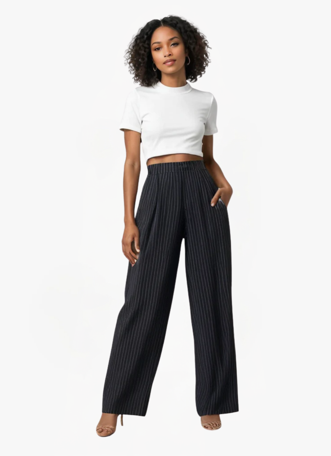 Lea Bergen™ | Chic Stripete Vid Bukse