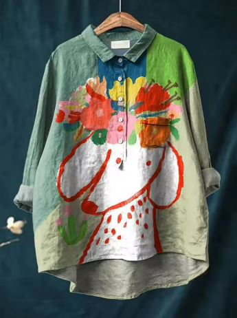 Lea Bergen | Bluse med blomsterprint og hundeprint
